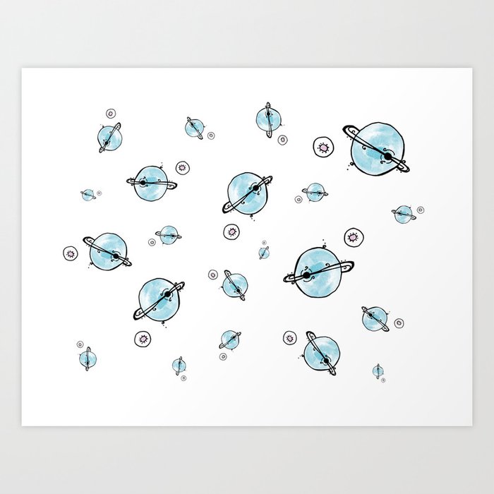 Planet and moon Art Print