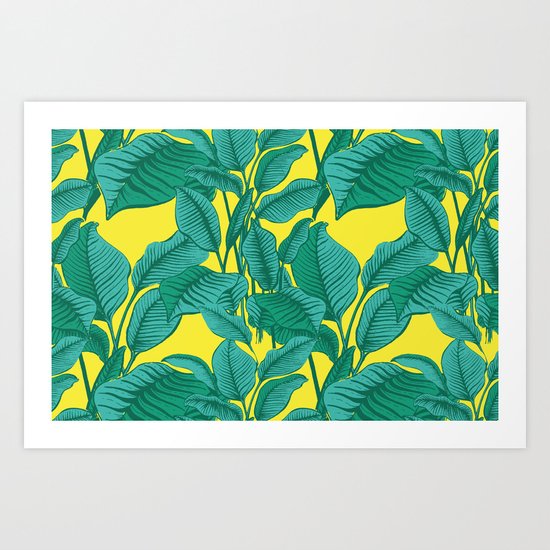 Exotic Tropical Palm Leaf Print - Lime Art Print