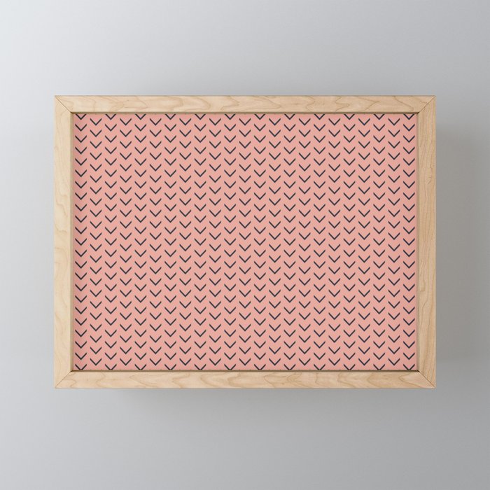 Arrows - Coral Pink + Navy Framed Mini Art Print