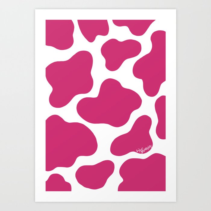 Hot pink cow print art print by by shania society6