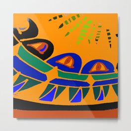 Drums in the Wild Metal Print | Jungle, Vibrant, Mazipoodles, Pattern, Ethnic, Retro, Abstract, Drums, Popart, Mexican 