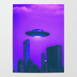 UFO Sighting | NYC cityscape | Vaporwave Aesthetics Poster