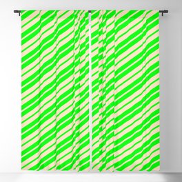 [ Thumbnail: Lime and Bisque Colored Pattern of Stripes Blackout Curtain ]