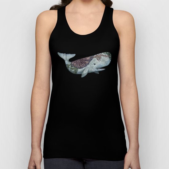 Whale in the Deep - a hand drawn illustration Unisex Tank Top