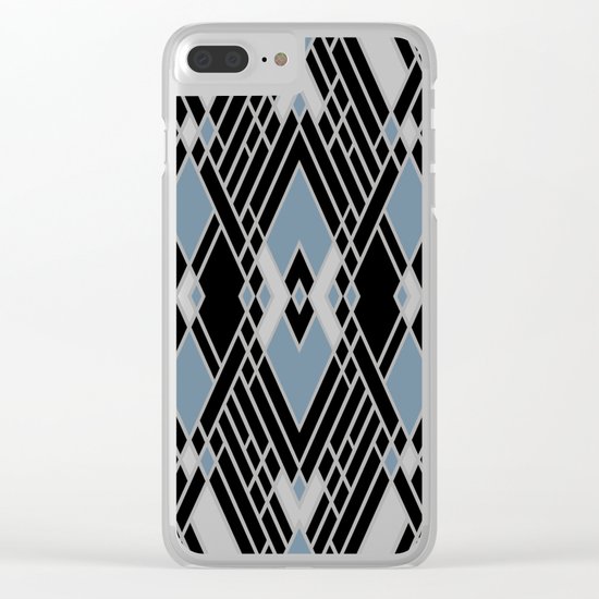 Art Deco Zoom Blue Clear iPhone Case