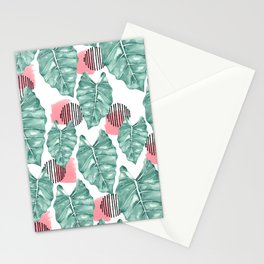 Watercolor tropical leaves abstract Stationery Cards