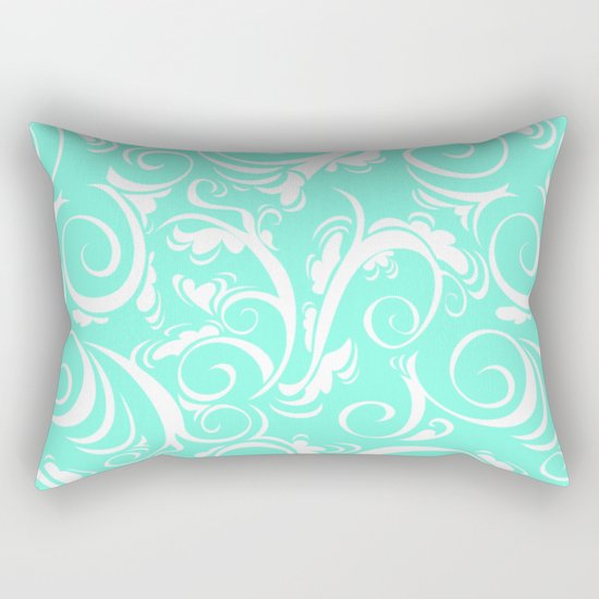 Mint Floral Rectangular Pillow