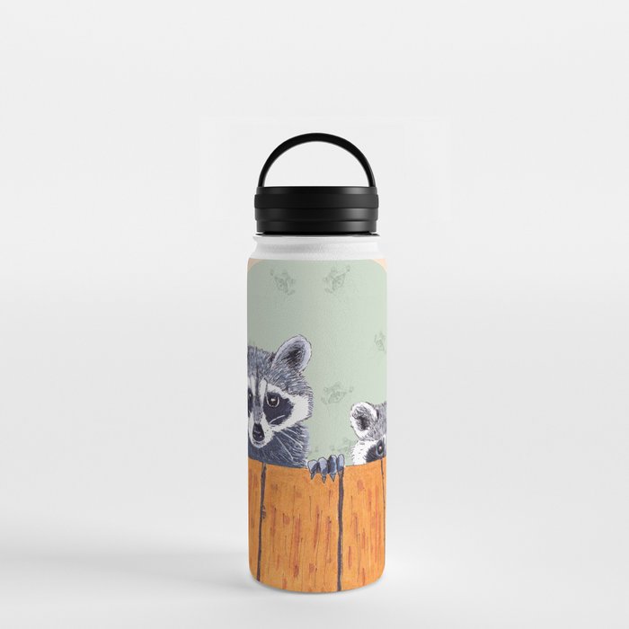 Peeking Raccoons #3 Beige Pallet Water Bottle