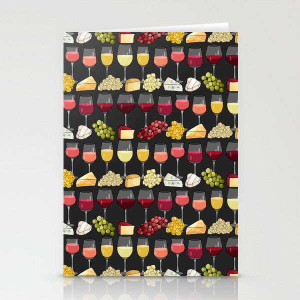 Wine and Cheese (dark grey) Stationery Cards