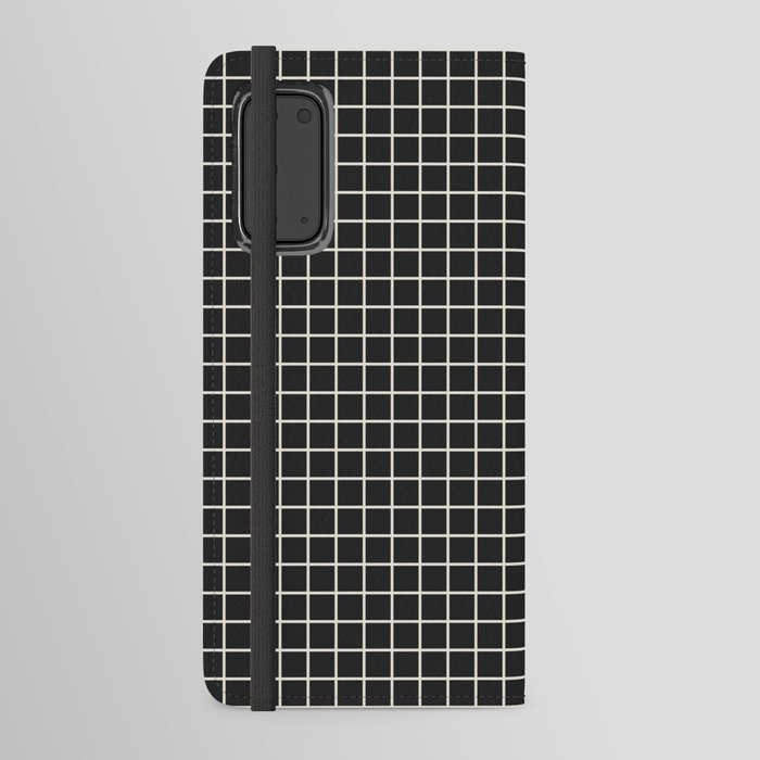 Grid Lines Black White Geometric Android Wallet Case