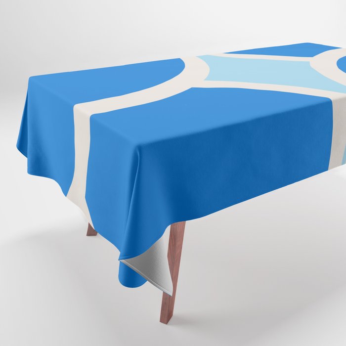 Scandinavian Mid-Century Modern Arch Abstract in Blue Tablecloth