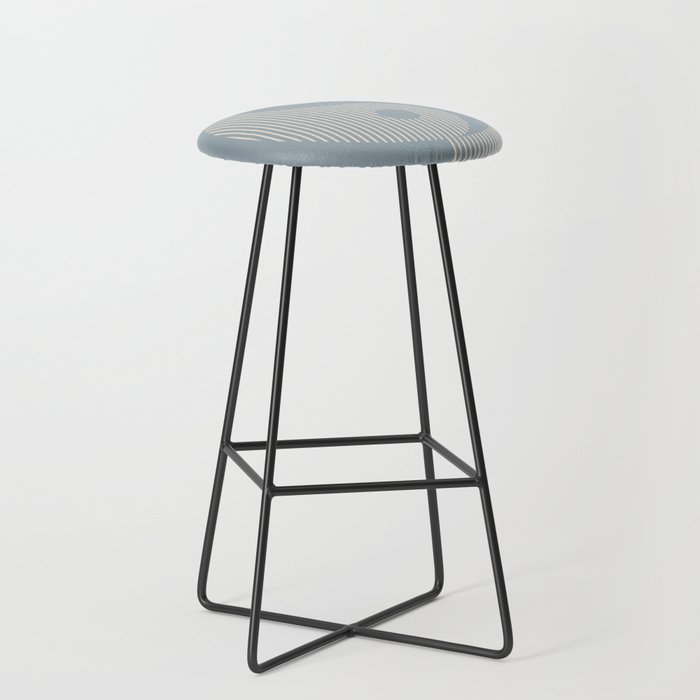 Geometric Lines Ying and Yang XV in Light Blue Grey Beige Bar Stool