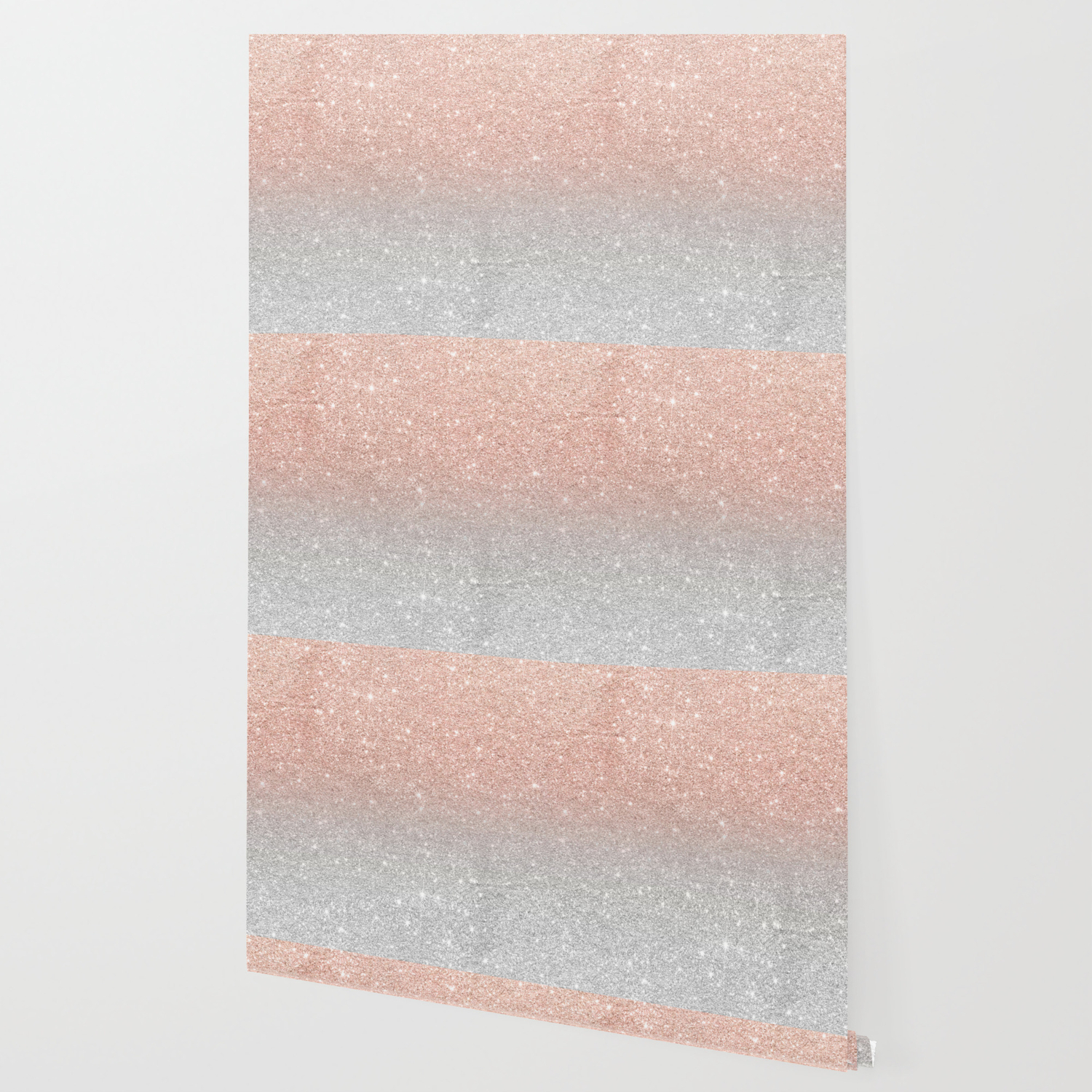 Modern Trendy Rose Gold Glitter Ombre Silver Glitter Wallpaper By