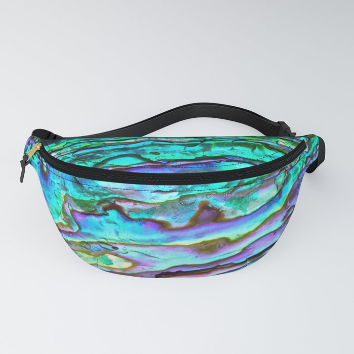 Glowing Aqua Abalone Shell Mother of Pearl Fanny Pack