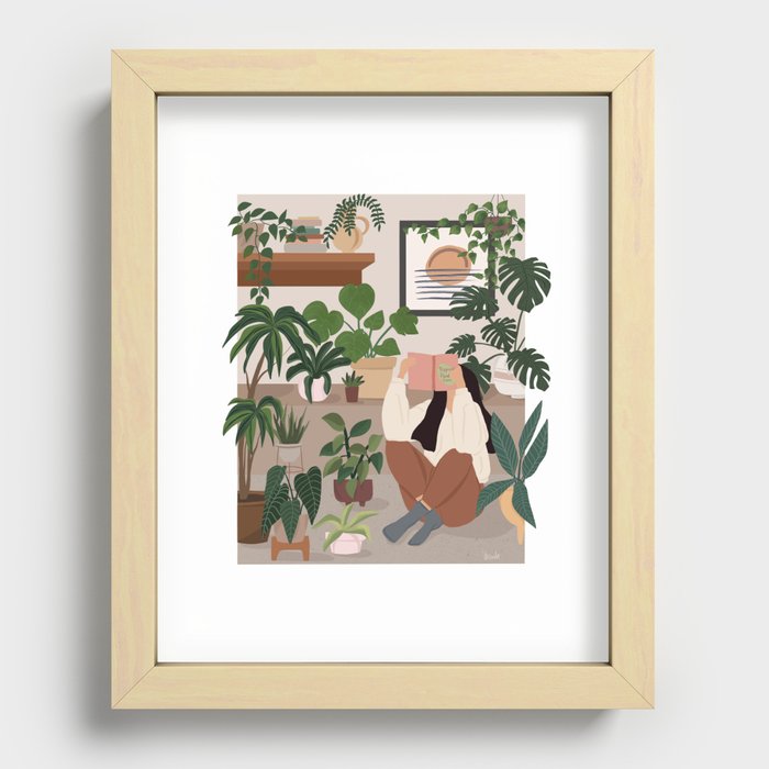 Chilling with Plants Recessed Framed Print