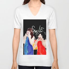 (Broad City) SMILE V Neck T Shirt