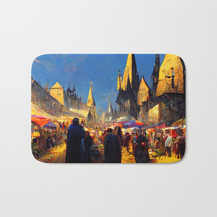 Medieval Fantasy Town Bath Mat