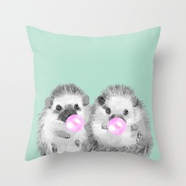 Playful Twins Hedgehog Throw Pillow