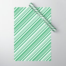 [ Thumbnail: Mint Cream and Sea Green Colored Lines Pattern Wrapping Paper ]