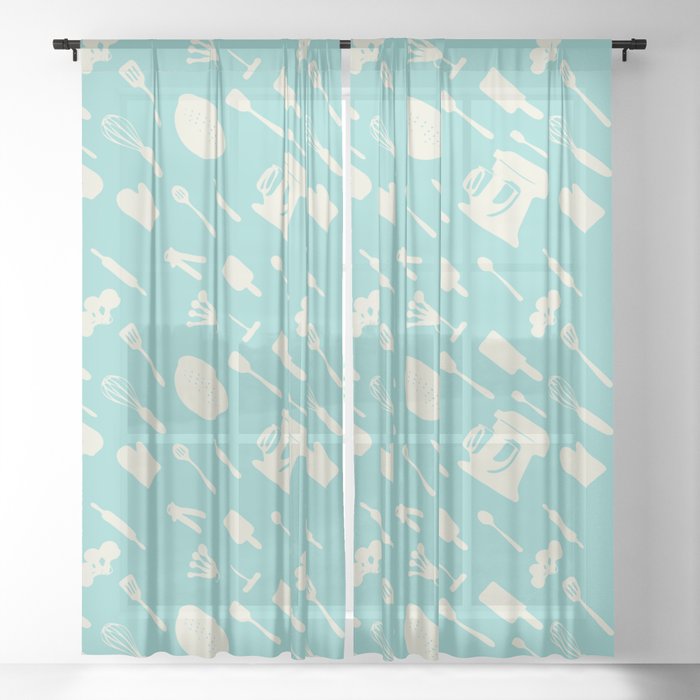 Kitchen Turquoise Sheer Curtain, Turquoise Kitchen Curtains