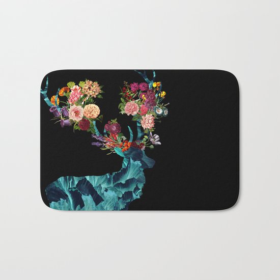 Sprint Itself Deer Floral Dark Bath Mat