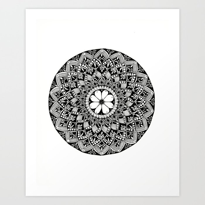 Black and White Mandala  Art Print