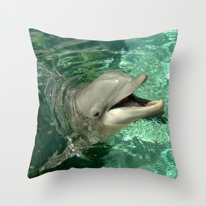 Smiling Dolphin Throw Pillow