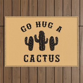 Hug A Cactus Funny Offensive Saying Outdoor Rug