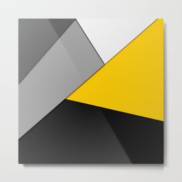 Simple Modern Gray Yellow and Black Geometric Metal Print