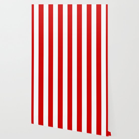 Rosso Corsa Red Solid Color White Vertical Lines Pattern