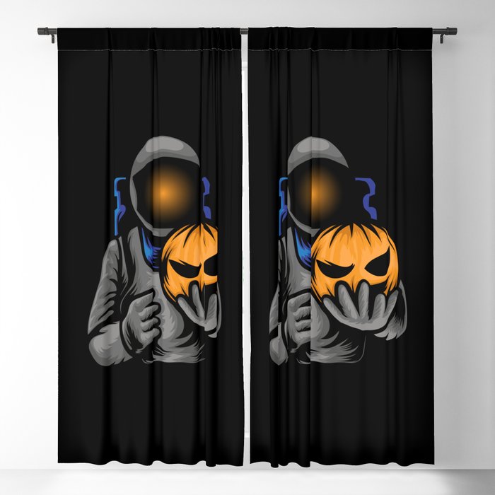 Astronaut With Pumpkin Halloween Blackout Curtain