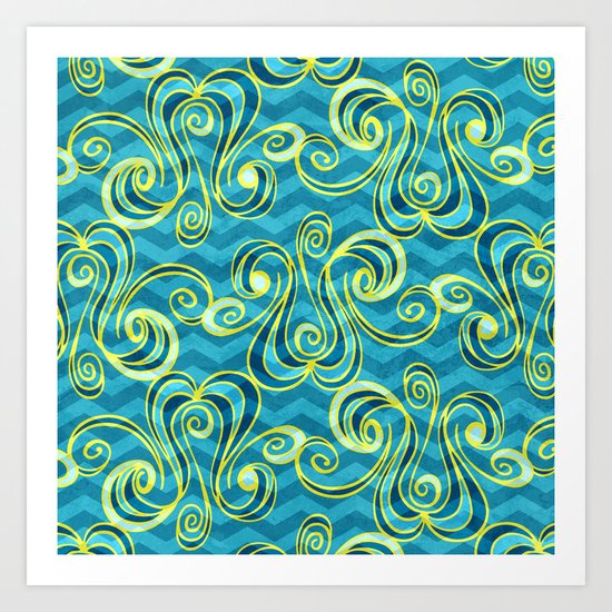 Doodle Swirl with Chevron Art Print
