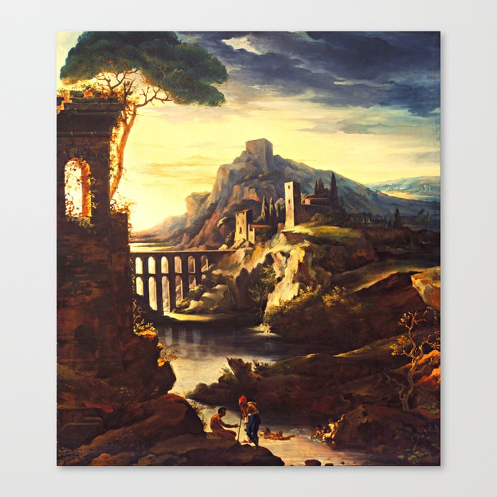 Evening: Landscape with an Aqueduct Canvas Print