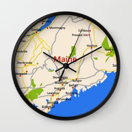 Map of Maine state, USA Wall Clock