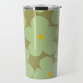 Sage Green Groovy Flowers  Travel Mug