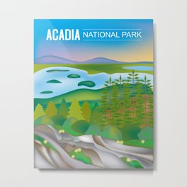 Acadia National Park, Maine - Skyline Illustration by Loose Petals Metal Print