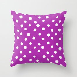 Hand-Drawn Dots (White & Purple Pattern) Throw Pillow