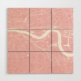 London, UK, City Map - Pink Wood Wall Art