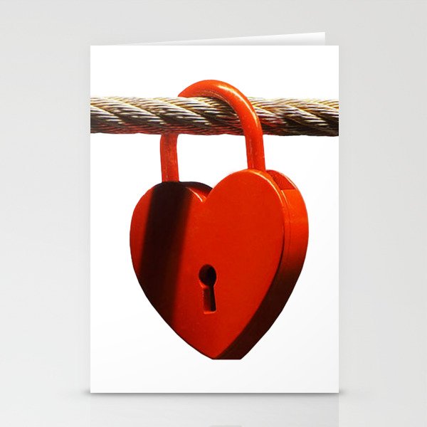 Love Heart Romantic Padlock. Stationery Cards