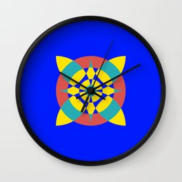 Flower Circles on Blue "Geometric Works" Wall Clock