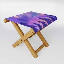 Blue Fantasy Starry Night in the Woods Folding Stool