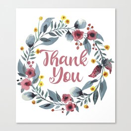 Thank You Note - Cute Floral  Canvas Print