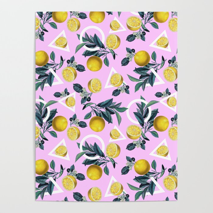 Geometric and Lemon pattern Poster