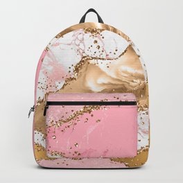 Pink And Gold Marble Ocean Waves Landscapes  Backpack