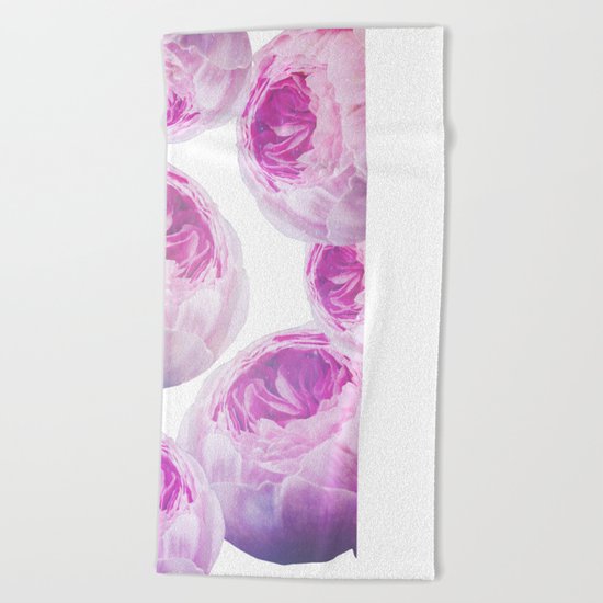 Pink Roses Collage Beach Towel