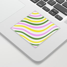 Pink Yellow and Green Pastel Stripes Sticker