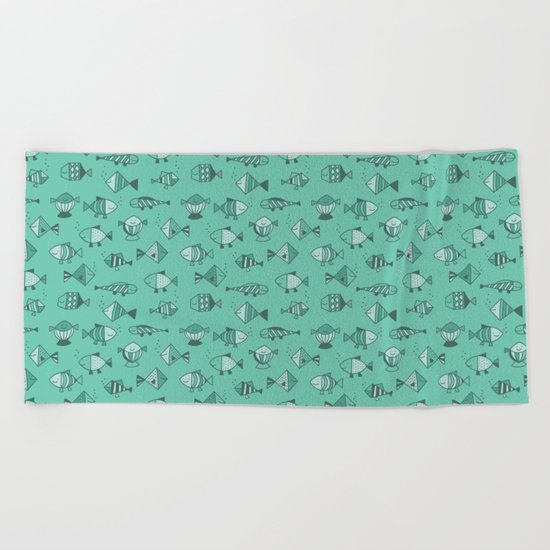 Geometric fish Beach Towel
