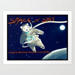 Space polar bear card Art Print | Polarbear, Postcard, Cute, Painting, Space, Digital 