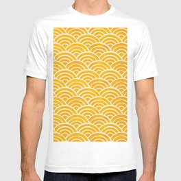 Japanese Seigaiha Wave – Marigold Palette T Shirt