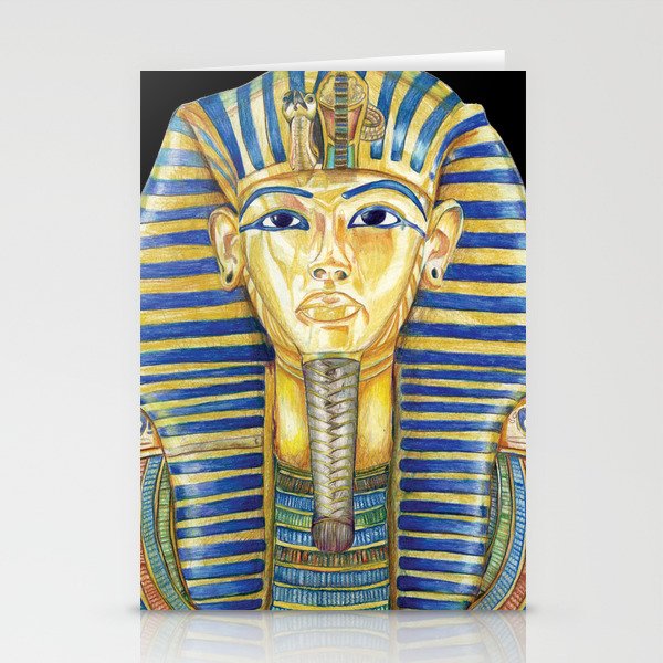 King Tut Colored Pencil Travel Art, Ancient Egypt  Stationery Cards